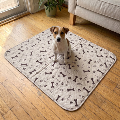 Large Beige pad, 28 x 31 in, with a Jack Russell terrier sitting on it