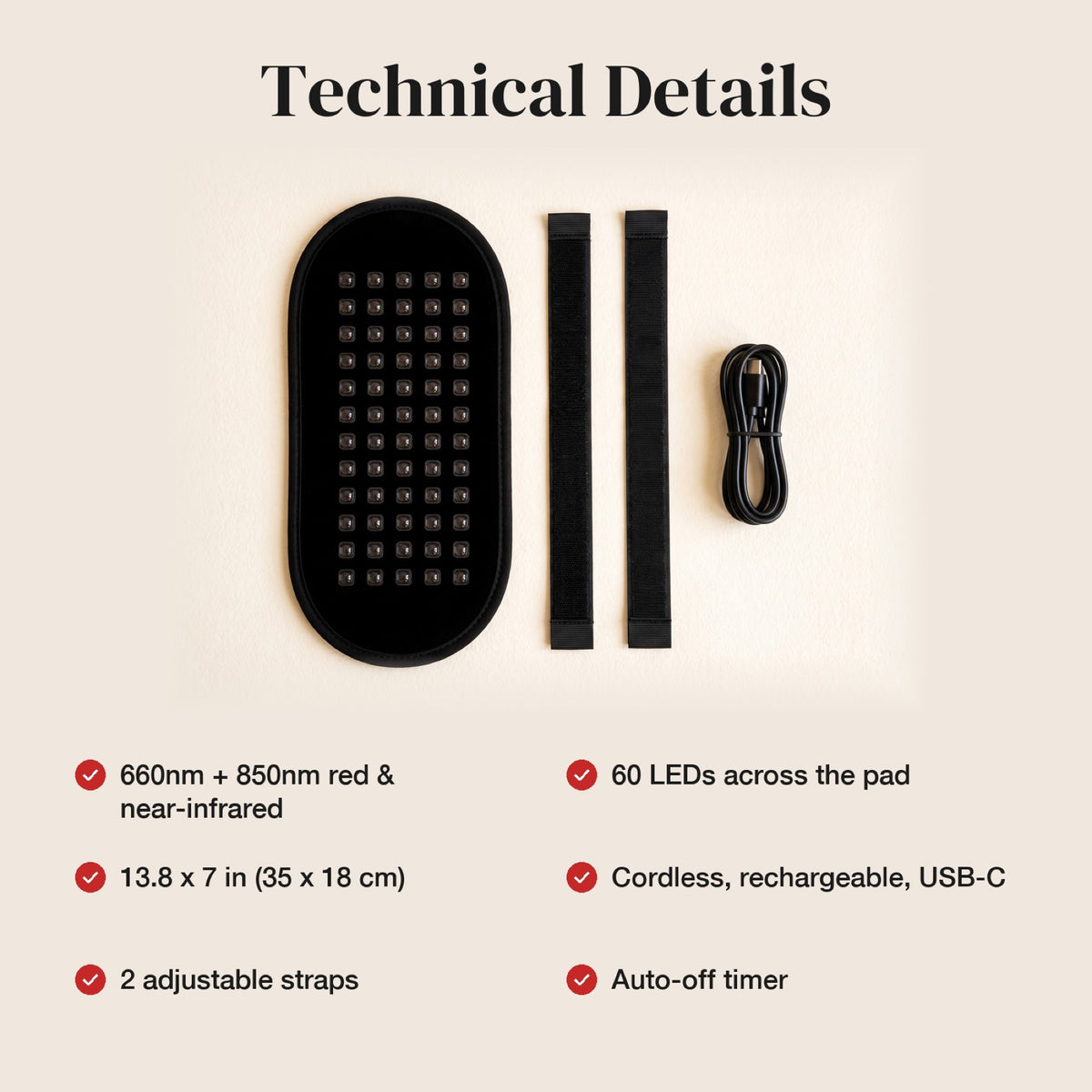 What's in the box: the pad, two adjustable straps and a USB-C cable