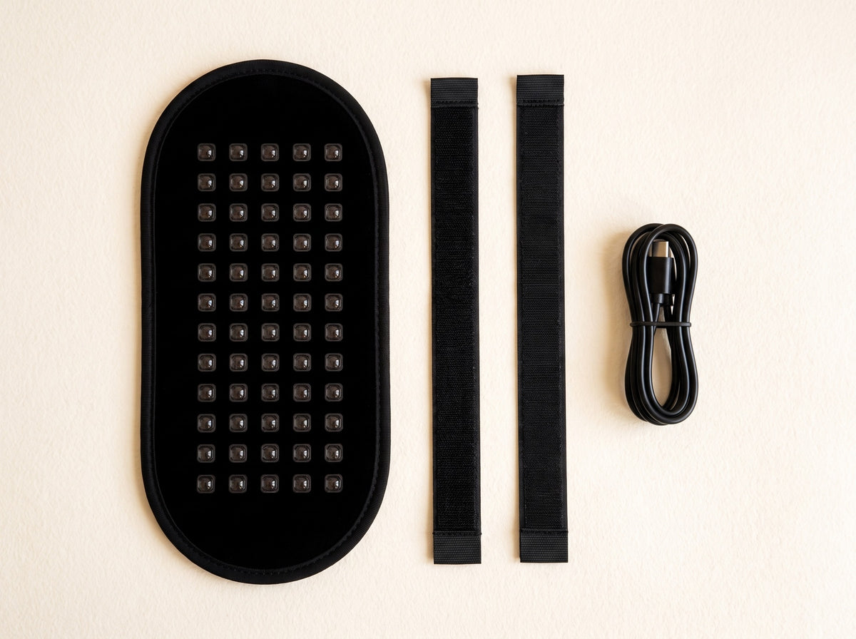 The pad, two straps and a USB-C cable
